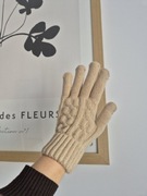 Beżowe rękawiczki z alpaki 90% – miękkie, ciepłe, nowe