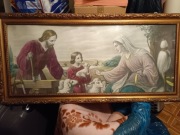 Vintage Obraz z swiete osoby stary za szklem