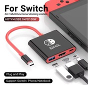 Stacja dokująca konwerter do nintendo switch z wejściem C, USB i HDMI