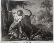 Herkules i Achelos, Pordenon, miedzioryt 1786, mitologia