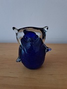 Figurka szklana sowa granatowa 10cm