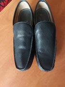 Czarne mokasyny męskie ze skóry marka M&S rozmiar 44/29cm