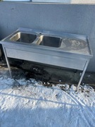 Zlew gastronomiczny dwukomorowy stal nierdzewna 140/60/85 cm