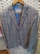 Modna oryginalna marynarka Popiel biel czern krata