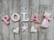 Szyte bawełniane litery literki imię dziecka