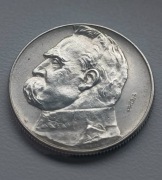 5 zł., złotych Piłsudski 1936 r. Wklęsły napis PRÓBA. Rzadkość!