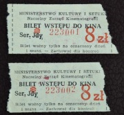 1974, Ministerstwo Kultury i Sztuki, 2x bilet Kino MDF Wiedza 8zł
