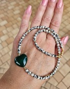 Naszyjnik Choker z Kamieni Naturalnych Jaspis Dalmatyński Jadeit Hematyt