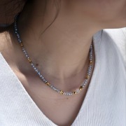 Naszyjnik Szklane Koraliki Kryształy