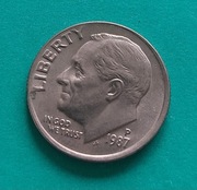 10 CENTÓW USA 1987 ONE DIME LIBERTY Roosevelt