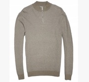 Preppy SLIM FIT Muscle stójka L/XL sweter y2k vintage bawełna bluza szara