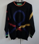 United Colors of Benetton sweter damski z logo bawełna M czarny