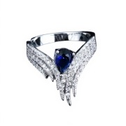 Pierścionek Miedź Srebrna Skrzydła Cyrkonia Granat/Róż