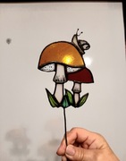 Grzybki ze szkła witrażowego, dekoracja okna, ogrodu , rękodzieło