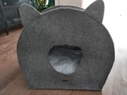 Zestaw legowisko domek kota budka filcowa składana + poduszka + 2 drapaki