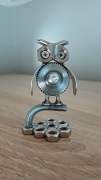Sowa metalowa figurka rzeźba Handmade 