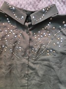 H&M koszula khaki zielobłyszczący kołnierz S 36 8 