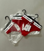 TOMMY HILFIGER STRINGI DAMSKIE 3-PAK ROZMIAR L CZERWONE