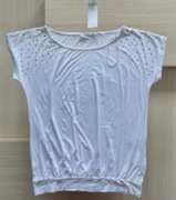 Biała bluzka ze ściągaczem Yessica ozdobne ramiona S 36/38