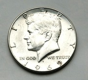50 cent 1969 D  Kennedy half dollar  Ag Srebro Stan !!! 