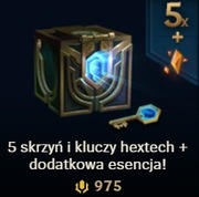 [GWARANCJA] 5X SKRZYNIA HEXTECH I KLUCZ (975 RP) do League of Legends, LoL