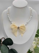 Naszyjnik | Kokarda kremowa cute kawaii