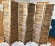 Parawan, lite drewno paulownia, brązowy, vintage, 170x243cm