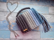 Piękna torebka kopertówka szara handmade bawełna 