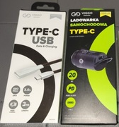 Zestaw akcesoriów do smartfona kabel USB-C + ładowarka samochodowa PD 20W