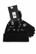 Karl Lagerfeld Paris czapka z pomponem + rękawiczki TOUCH – NOWY