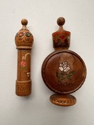 Drewniane flakoniki/pojemniczki na perfumy, 2 sztuki