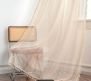 Nowe 4 szt firanki firany zasłony Boho koronkowe z frędzlami 150x240 cm