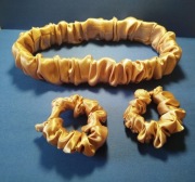 Zestaw opaska beauty + 2 gumki scrunchies SATYNA cappucino NOWE Handmade