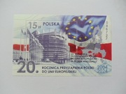 Blok 382 20. rocznica przystąpienia Polski do Unii Europejskiej kas FDC