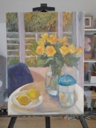 Obraz olejny Martwa natura z żółtymi różami 