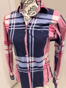 Koszula damska Tommy Hilfiger krata różowo-granatowa S/M elegancka