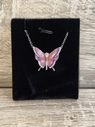 SREBRO 925 | Naszyjnik MOTYL  Różowa Emalia & Cyrkonie | Prezent