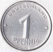 NIEMCY - NRD 1 fenig 1952 A, KM# 5, XF, małe A