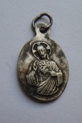 XIX/XX w mały srebrny medalik Matka Boska i Jezus 