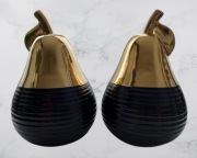 Ozdoba ceramiczna GLAMOUR GRUSZKA czarny i złoto ZESTAW 2 szt NA PREZENT