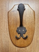 Vintage wieszak na kapelusz/ubrania, odlew cynkowy oksydowany mosiądz