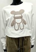 MEGI biała bluza z aplikacją miś