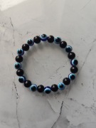 Bransoletka 8 mm czarna oko proroka evil eye