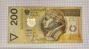 Banknot 200zl z 1994r. Seria zastępcza z ciekawym  numerem : YB 0070809