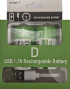 BATERIA AKUMULATOR TEMIBATT 1.5V D 4800mAh USB-C 2SZT