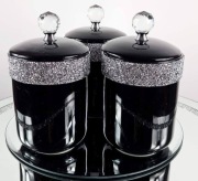 Pojemniki czarne z pirytem glamour kryształ