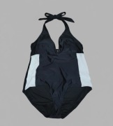 Strój kąpielowy Junarose rozmiar 50 czarno-biały jednoczęściowy