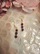 Kolczyki handmade srebro pozłacane z naturalnych kamieni hematyt granat