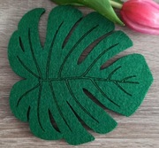 Filcowe podkładki pod kubek, liść monstery i inne