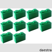 KLOCKI LEGO 3004 1x2 cegły, belki zielony - 10 szt.  